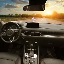 2 шт. 2 стильных стразов в виде сердца и пушистого плюшевого шарика подвеска для автомобиля HJEW-DC0001-07