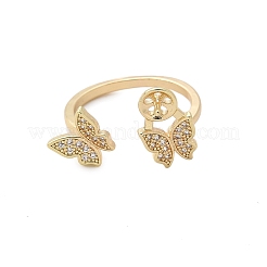 Оправа для кольца-манжеты из латуни с микропаве из кубического циркония в виде бабочки&nbsp;LS-KK-A244-01D-G
