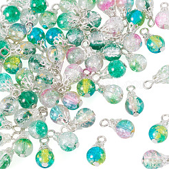 70 Stück Anhänger aus Crackle-Glas in 7 Farben.&nbsp;PALLOY-TADJ00018