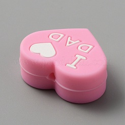 Сердце со словом я люблю маму силиконовые бусины&nbsp;SIL-WH0001-61H