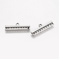 アンティークシルバー長方形チベットスタイル合金シャンデリアコンポーネントリンク  鉛フリーとニッケルフリー  9x28x2.5mm  穴：1.5~2mm&nbsp;X-TIBE-A22146-AS-FF