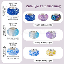 60 Stück 3 Stile undurchsichtige europäische Harzperlen&nbsp;RESI-TA0005-29