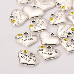 Тема свадьбы античный серебряный тон тибетский стиль сплав сердце с матерью жениха горный хрусталь подвески TIBEP-N005-17D