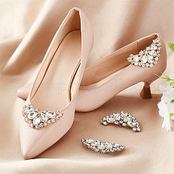 4 шт. 2-х цветные съемные пряжки для обуви со стразами из сплава FIND-AR0005-05