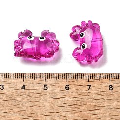 透明なガラスエナメルビーズ  カニ  赤ミディアム紫  15x21x8mm  穴：1.4mm&nbsp;LAMP-V001-08B