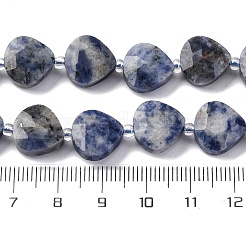 天然ブルースポットジャスパービーズ連売り  多面カットハート  シードビーズで  12x12x5mm  穴：1.2mm  約12個/連  6.50''（16.5センチメートル）&nbsp;G-P570-E19-02