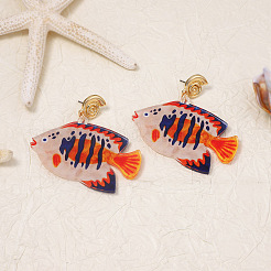 Pendientes colgantes de acrílico y aleación con diseño oceánico para mujer&nbsp;WG27996-02