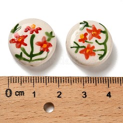 Фарфоровые бусины ручной работы с цветочным принтом LAMP-D303-06C-03
