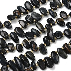 Нити бусин из натурального крашеного синего тигрового глаза&nbsp;G-P604-A13-01