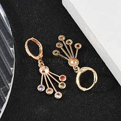 Латунные микропроволочные кубические серьги с цирконием EJEW-K300-10G