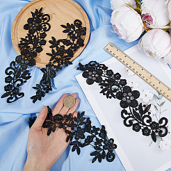 4 пара 2 стилей полиэстер и нейлон вышитые цветочные кружевные аппликации&nbsp;DIY-GF0009-11