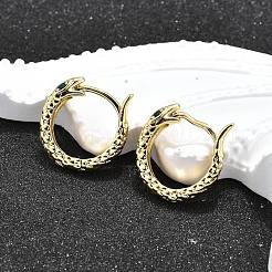 Серьги-кольца из латуни с микропаве из кубического циркония EJEW-H157-07G