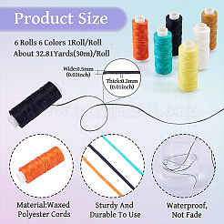6 рулон плоских вощеных полиэфирных шнуров 6 цветов&nbsp;YC-TA0001-08C