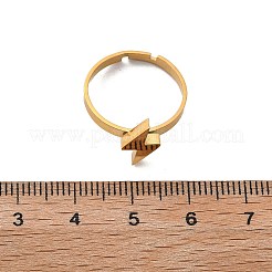女性用304ステンレススチール調節可能リング  ゴールドカラー  稲妻  内径：17mm  雷：11.5x7mm&nbsp;RJEW-F169-01G-04