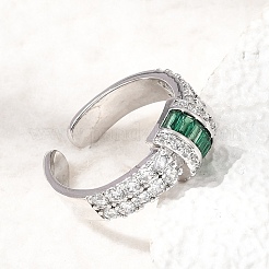 Bagues ouvertes en laiton avec micro pavé de zircones cubiques pour femmes&nbsp;RJEW-L343-04P-02