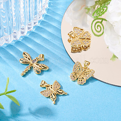 4шт 4 стиля латунные микропаве прозрачные кубические подвески из циркония&nbsp;KK-TA0002-84