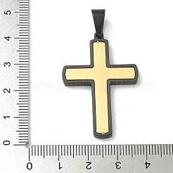 イオンプレーティング（IP）304ステンレスペンダント  クロスチャーム  18KGP本金メッキ  39x26.5x3mm  穴：8x5.5mm&nbsp;STAS-G346-25GEB