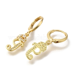 Серьги-кольца из латуни с прозрачным фианитом EJEW-M045-01G