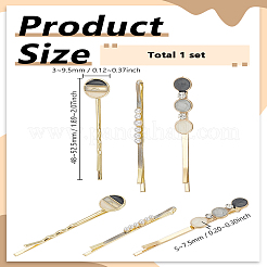 合金ヘアピンセット1セット  プラスチックパールとラインストーン付き  ミックスカラー  48~52.5x3~9.5x5~7.5mm  3個/セット&nbsp;PHAR-LP0001-33A