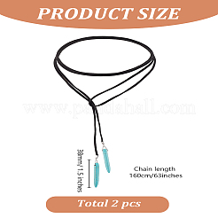 2 шт. ожерелье-лариат из бархатного шнура и синтетической бирюзы&nbsp;NJEW-LP0001-58