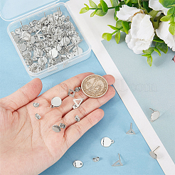 80 шт. 4 стиля фурнитуры для сережек-гвоздиков из нержавеющей стали 201/304&nbsp;EJEW-BBC0002-17