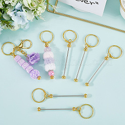 10 шт. застежки для брелока из железного прута с бусинами AJEW-SC0003-89G