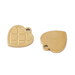 イオンプレーティング（IP）304ステンレススチールチャーム  レーザー切断  ハートチャーム  ゴールドカラー  9x8x0.8mm  穴：1mm&nbsp;STAS-M080-04G