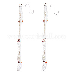 2 suspension pour plante en macramé fait main en polyester avec perles de bois&nbsp;AJEW-HS0001-47A