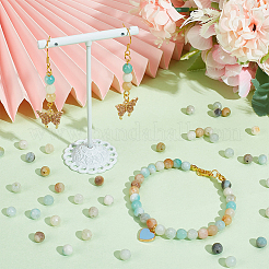 2 нити натуральных матовых цветочных амазонитовых круглых бусин G-NB0004-44