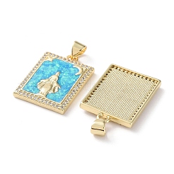 Placage de crémaillère en laiton micro pavé pendentifs en zircone cubique claire&nbsp;KK-C041-06E-G