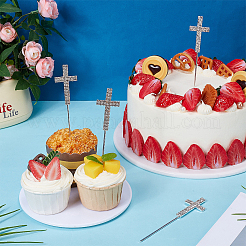 4 шт. вставные открытки для торта на день рождения из цинкового сплава со стразами AJEW-FG0004-87