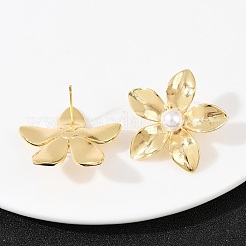 Серьги-гвоздики в виде цветка из латуни EJEW-C152-07D-G