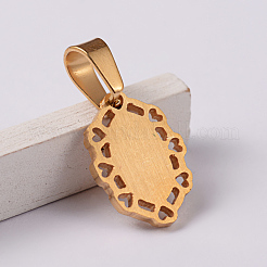 304ステンレスペンダント  聖母マリアの卵形/グアダルーペの聖母  ゴールドカラー  17.5x13x1.5mm  穴：4x7mm&nbsp;X-STAS-F100-52