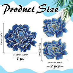 3 шт. 2 стиля узор пион полиэстер ткани компьютерная вышивка ткань пришиваем нашивки&nbsp;PATC-ME0001-27