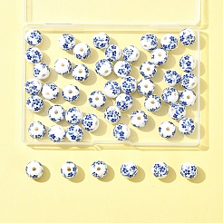 50 шт. синие и белые фарфоровые бусины ручной работы PORC-FS0001-07