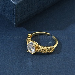 Manschettenringe aus Messing mit Pavé-Fassung und klarem Zirkonia&nbsp;RJEW-H268-01G