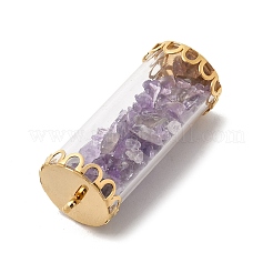 Стеклянная трубка с бусинами из натурального аметиста внутри подвесок&nbsp;LS-FIND-B054-01G-02