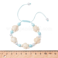Verstellbare Armbänder aus geflochtenen Perlen aus synthetischem Türkis und natürlichem Howlith für Damen&nbsp;BJEW-JB13654