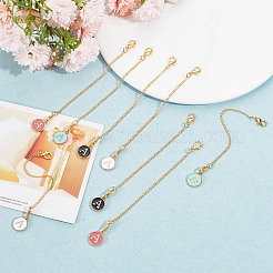 Плоский круглый кулон с эмалью из сплава и буквой А&nbsp;HJEW-AB00704