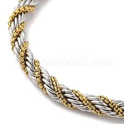 女性用304ステンレススチールロープチェーンブレスレット  ステンレス鋼色  18KGP本金メッキ  7-1/4インチ（18.5cm）  5mm&nbsp;BJEW-G712-14A-GP