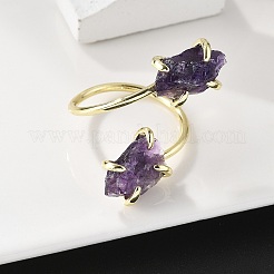Натуральные кольца из аметистовой манжеты RJEW-B122-02G-03