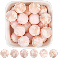 30шт круглые силиконовые бусины с принтом SIL-SC0002-84B