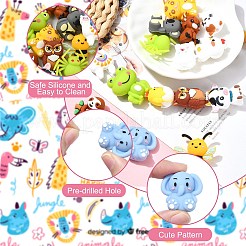 15 шт. 15 стиля фокусных бусин из пищевого силикона для животных&nbsp;SIL-CJ0002-74