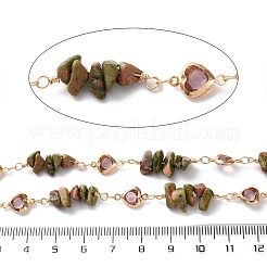 Квадратные звенья латунных стеклянных цепей ручной работы&nbsp;CHC-F019-11G-07