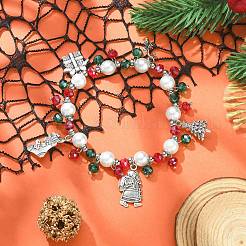 Эластичный браслет из разноцветных стеклянных бусин BJEW-JB09497