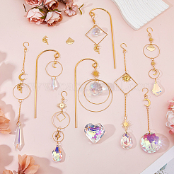 Наборы для самостоятельного изготовления подвесных ловцов солнца из стекла и латуни&nbsp;DIY-WH0622-402