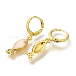 Серьги-кольца из латуни с прозрачным фианитом&nbsp;EJEW-M045-02G-02