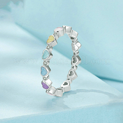 Кольца-пальцы в форме сердца из стерлингового серебра с микропаве из прозрачных кубических цирконий и эмалью FS-WGA58F8-02