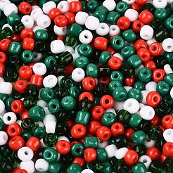 不透明で透明なガラスシードビーズ  ロンデル  ミックスカラー  3.5~4.5x1.5~4.5mm  穴：1~1.5mm  約6050個/ポンド&nbsp;SEED-Q041-06C