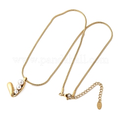 Ожерелья с подвеской в виде сердца из нержавеющей стали 304 и стеклянного жемчуга для женщин NJEW-U045-05G